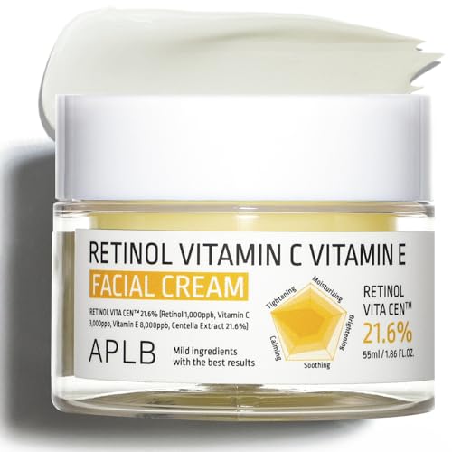 APLB Retinol Vitamin C Vitamin E Facial Cream RETINOL VITA CEN™ 21.6% 1.86 FL.OZ/Korean Skincare, Deep hydration, Retinol, Revitalize for gentle and improve skin texture